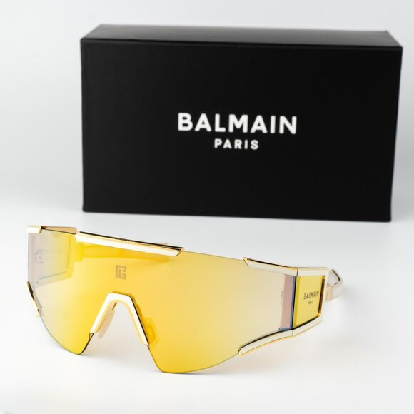 Balmain Women Sunglasses Titanium Gold Bronze Mirror Mask FLECHE BPS-138B-141 - Picture 1 of 14